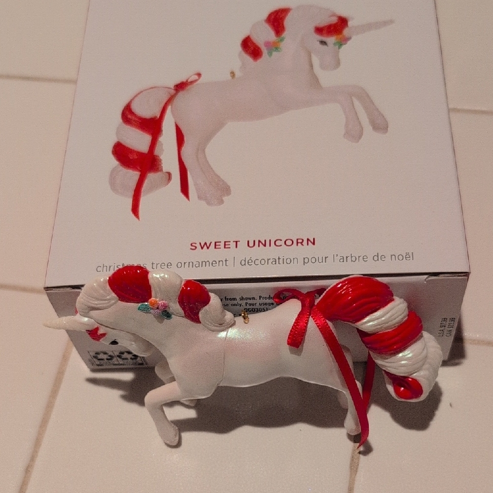 Hallmark Sweet Unicorn Ornament - Red and White